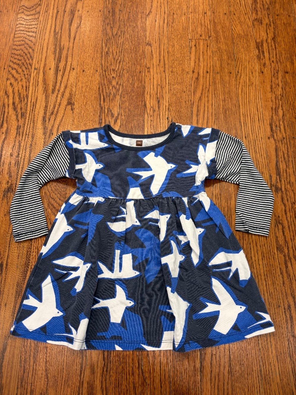 Tea Collection 18-24 Months Dress Black, Blue & White Birds and Stripes